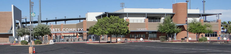 Parking lot, ticket office and main gate in Peoria