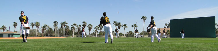 Spring Training practices begin in February at places like Pirate City in Bradenton