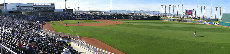 Empty seats were common at Goodyear Ballpark in 2009, even on its opening day